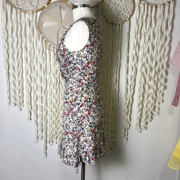 Saloni Silk Floral Ruffle Mini Dress Size US2 - Picture 7 of 10